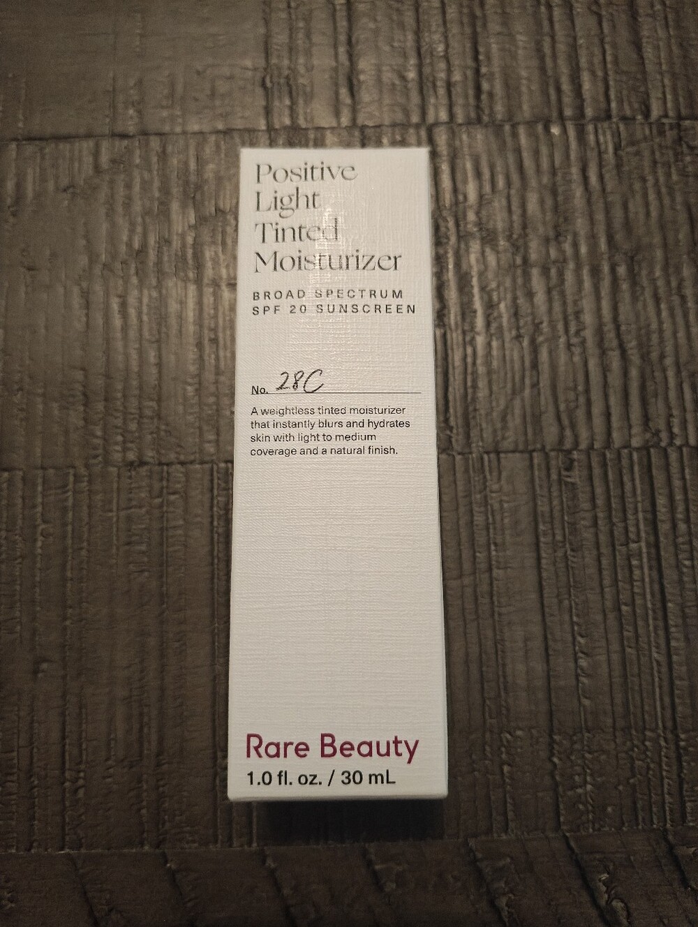 Rare Beauty Positive Light Tinted Moisturizer - White with Pink Text NIB 28C